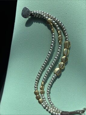 Mixed Metal Bead Multi-Strand Bracelet - Silver & Gold with Lucky Brand charms